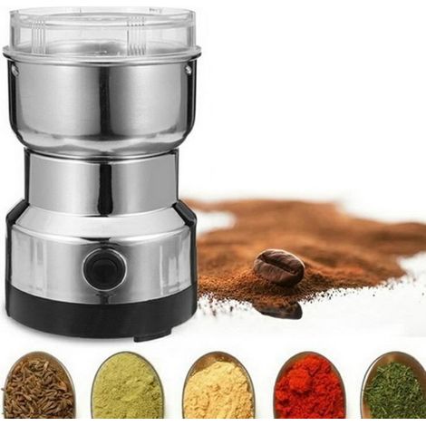 Moulin à café et mixeur électrique broyeur pour grains de café, graine de lin et autres épices - inox 26@ (1/4)