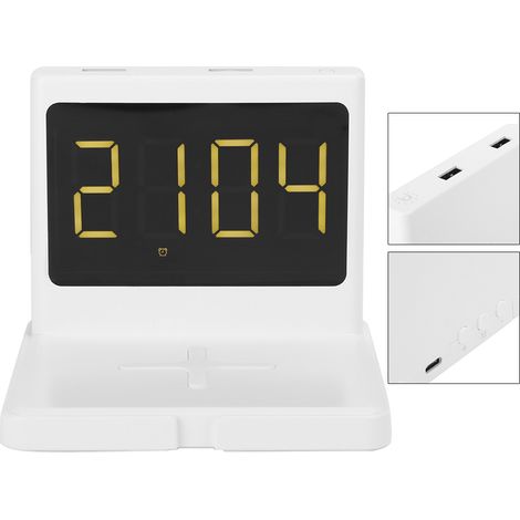 Réveil sans fil Qi 15W T11 - Charge rapide multifonction - Blanc (1/5)
