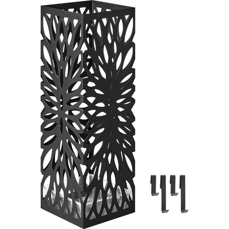 Porte-parapluies, porte-parapluies d'entrée, carré, support de rangement autonome pour parapluies et cannes, avec réservoir d'eau amovible, noir (1/5)