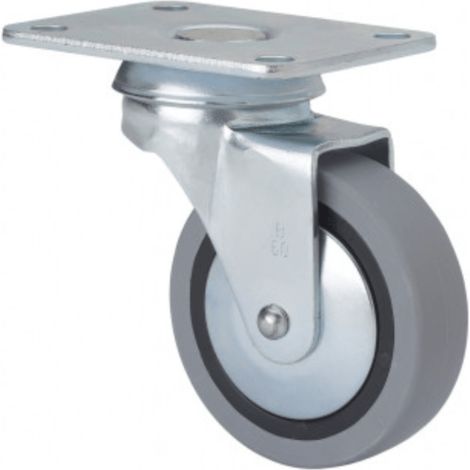 rueda giratora placa 10bsr30-pgi poliamix-goma gris eje liso (1/4)