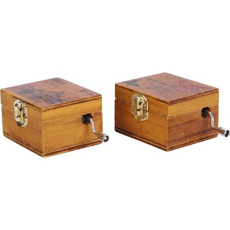 2er-Set Holz-Spieluhr mit Handkurbel, Heimdekoration, Kindergeburtstag, Weihnachtsgeschenk (Vogelburg) (1/5)