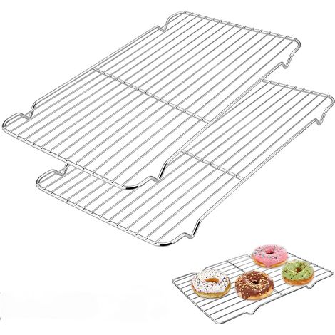 2 Pcs Grille de Refroidissement, 30 x 20 cm Grille pour Refroidir Pâtisserie en Acier Inoxydable, Grille de Cuisson pour Gâteaux, Pain, Rôtissage, Grillage ou Séchage