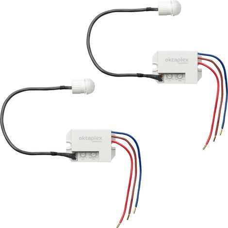 2x détecteur de mouvement 360°, portée 8 m, ip65/ip20, réglage temps 10 s–8 min, capteur crépusculaire 3–2000 lux, pour intérieur/extérieur