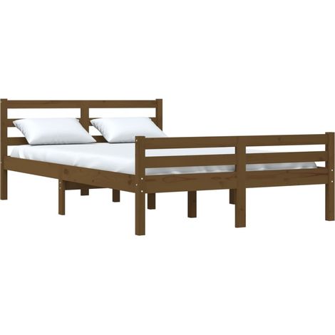 Estructura cama sin colchón madera maciza marrón miel 135x190cm vidaXL (1/4)
