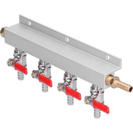 Collecteur de distribution de CO2 à 4 voies avec clapets anti-retour intégrés de 5/16 po pour bière - Matériel de brassage amateur