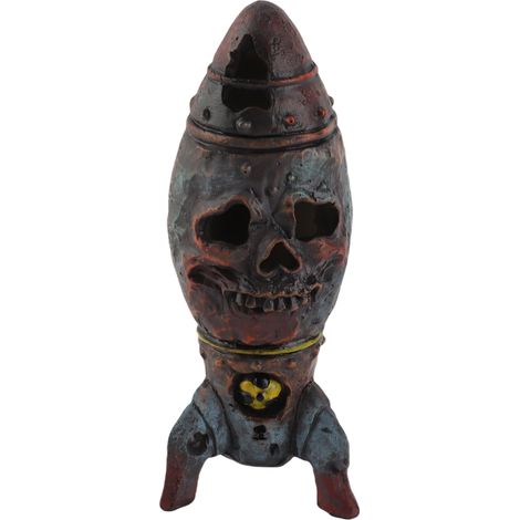 Décoration de petite ogive nucléaire avec graffitis et logos nucléaires, squelette de bombe en résine, accessoires d'Halloween (1/5)