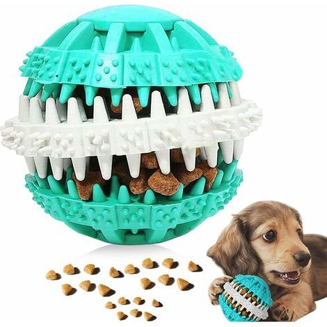 Pelota de juguete para perros, pelota de juego para perros, pelota para masticar para perros, juguete de goma para la limpieza dental, no tóxico, resistente a las mordeduras, pelota de entrenamiento i (1/5)