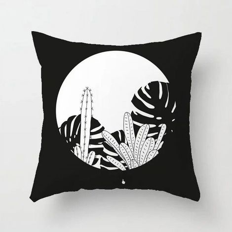 Taie D'oreiller - Coton Linen - Imprimé Cactus - Double Face - Pour Canapé Chaise Bureau Lit Voiture - 40x40 cm (1/5)