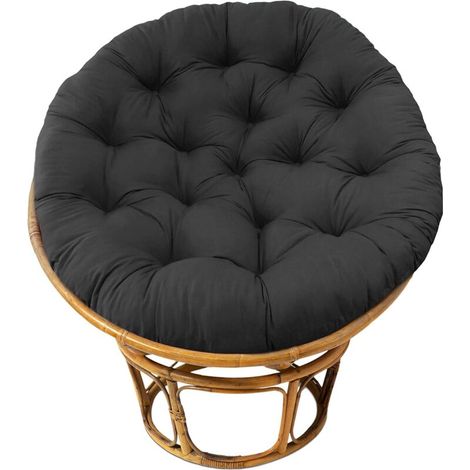 Coussin de Chaise - Coton Épais Doux Rembourré Sol Siège Standard 60cm Chaise Ronde Balançoire Chaise Patio Den Collège Dortoir - Noir - RWGalette de chaise (1/5)