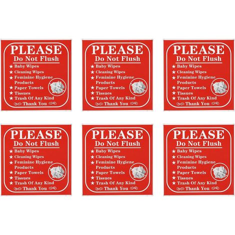 Panneaux Autocollants "Please Do Not Flush", Lot de 6, 152 x 152 cm, pour Avertissement de Toilettes de Salle de Bain (1/5)