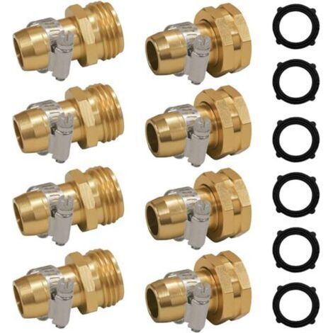 Connecteurs de service de tuyau d'arrosage avec clips pour raccords de tuyau d'arrosage 3/4" ou 5/8", lot de 4-Crezuo