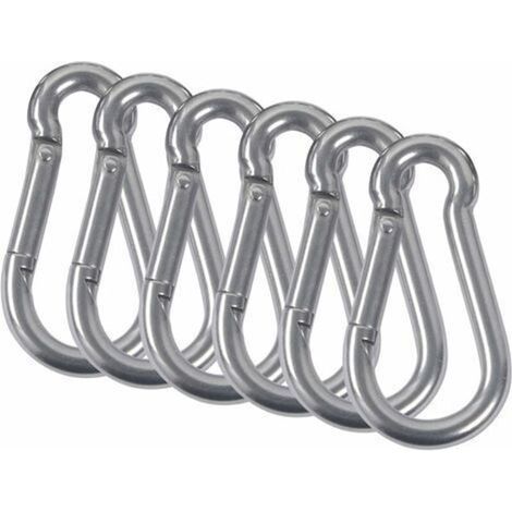 M5 Mousquetons Acier Inoxydable 304 Mousqueton Pompier Ressort Avec Mousqueton De Fixation Pour Camping Randonnée Hamac Balancoire 6Pcs (1/3)