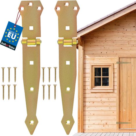 Bisagra KOTARBAU® para puertas, portones y contraventanas, larga, dorada, de acero, 180 mm, juego de 2 (1/5)