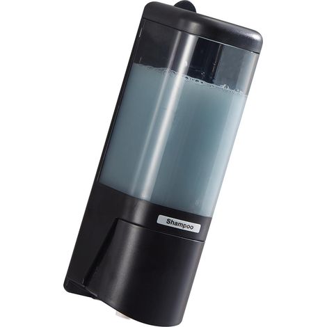 Manueller Seifenspender zur Wandmontage, Einzelkammer, 480 ml Fassungsvermögen, mit großem Knopf, YW-102, Schwarz (1/5)