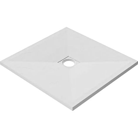 Plaque de douche carrée 70x70 cm en Marmoresina blanc effet pierre antidérapant h3 cm Grille de couverture incluse Mod. Milos (1/5)