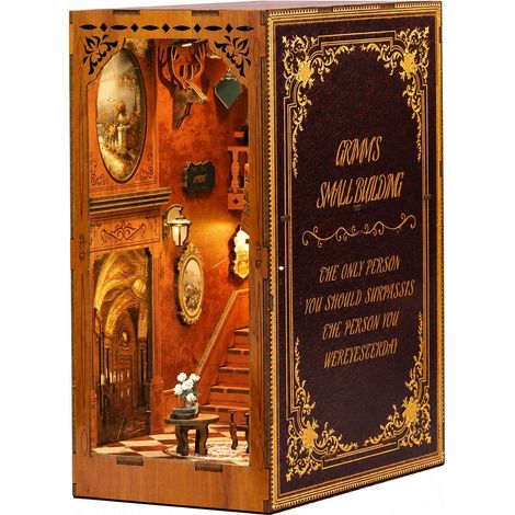 Serre-Livre Chalet Vert Bois 3D Monté Déco Bureau DIY (1/5)