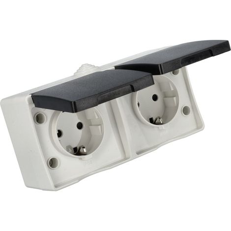 Doble Enchufe Schuko Superficie Alta resistencia IP54