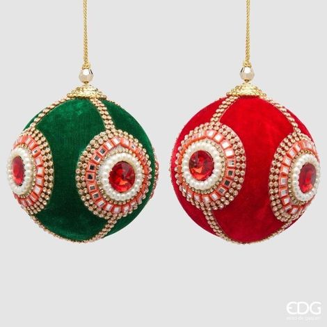 EDG Enzo De Gasperi Palla Gioiello di Natale Green Red Ø10 cm – 1 Pezzo Assortito (1/2)