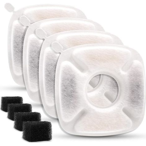 Filtres pour fontaines à eau pour animaux de compagnie de 2,8 L (95 oz) (4 filtres à charbon + 4 filtres en éponge) (1/5)