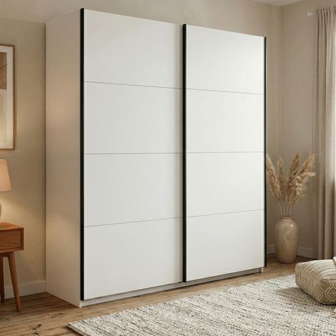 Guardaroba Grande Cariano, Armadio Camera da Letto 2 Ripiani, Appendiabiti, 2 Ante, 195x217.5h cm Bianco Opaco (1/5)