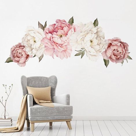 Stickers muraux créatifs en forme de pivoine épanouie pour canapé ou table de chevet (1/4)