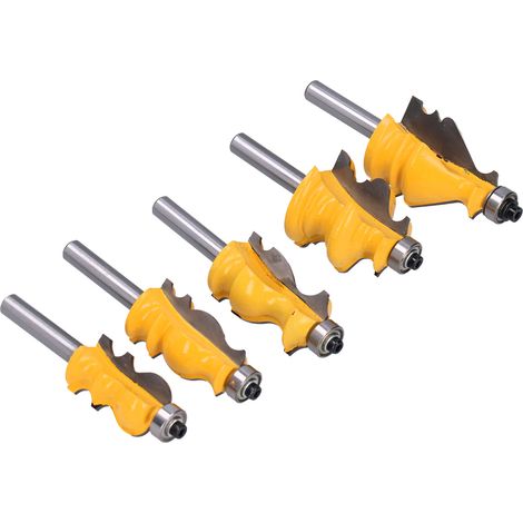 Jeu de 5 fraises à mortaiser et à rainurer avec queue de 8 mm pour le travail du bois (1/5)