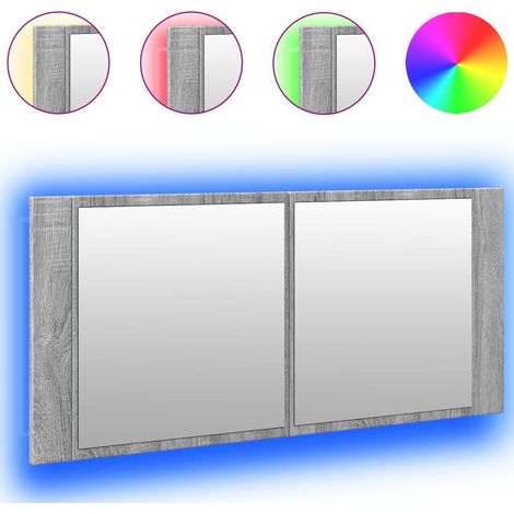 Maison Exclusive - LED-Spiegelschrank Grau Sonoma 100x12x45 cm
