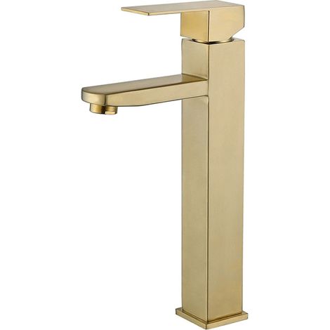 Robinet Mitigeur Monocommande - Lavabo Salle De Bain - Hauteur Adaptée - Finition Or Brossé - 1 Pièce (1/5)