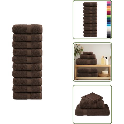 The Living Store Premium-Waschtücher SOLUND 10 Stk. Braun 30x30 cm 600 g/m² - Badetücher (1/5)