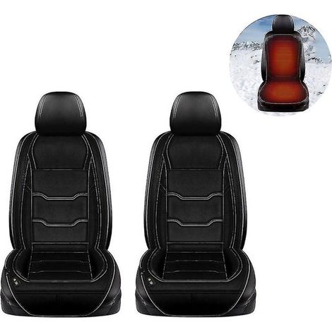 Coussins chauffants pour sièges auto - lot de 2 - noir - housses de siège auto universelles 12V/24V - avec contrôle de la température (1/3)