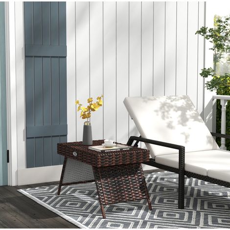 Klappbarer Rattan-Gartentisch 60 x 41 x 41 cm, Braun (1/5)