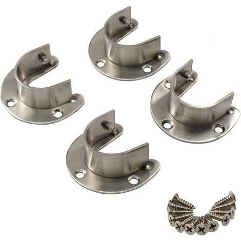 Pack of 4 heavy duty waterproof 304 stainless steel clothes rail brackets, opening width: 19 mm (1/5)
