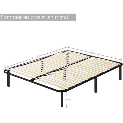 Iztoss – Ensemble sommier et matelas 160x200 cm – Matelas mousse 160x200x26 cm – Sommier à lattes en bois avec pieds – Installation rapide en 30 min