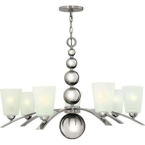 Lampadario lampada a sospensione plafoniera acciaio vetro nichel D 81.3cm lampada sala da pranzo