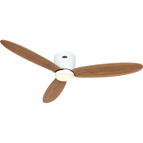 Ventilateur de plafond ECO PLANO II 132, Blanc chêne naturel, Wi-Fi avec éclairage