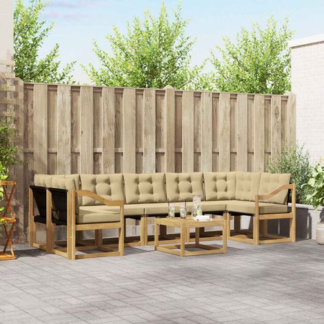 vidaXL Ensemble de canapés d'extérieur 8 pc Blanc et Beige
