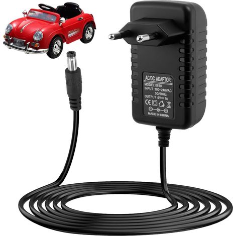 6V Chargeur Voiture Électrique Enfant, 6V 1A Chargeur de Batterie pour Enfants SUV ATV Moto Quad Electrique Jouets de Voitures à Enfourcher Electric Ride-Ons Accessoires Connecteur 5,5 x 2,5 mm (1/5)