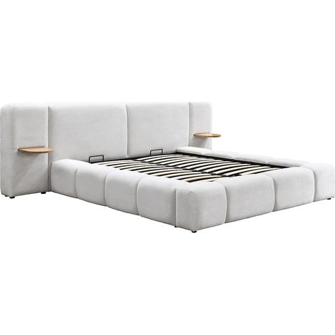 Letto contenitore con comodini 180 x 200cm Tessuto bouclette Beige – VILACO