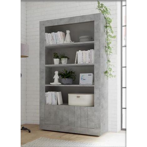 Librería 2 puertas y 3 estantes SAMANTHA cemento 110 x 191 cm