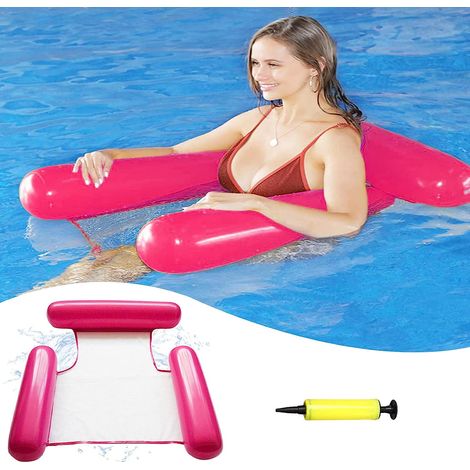 QAZQA Flottantes Hamac Piscine Hamac Gonflable Multi Usage 4 -en-1 Flottantes Hamac Bouées et Matelas gonflables Chaise Longue de Piscine Portable Flotteur pour Adultes, Enfants(Rose) (1/5)