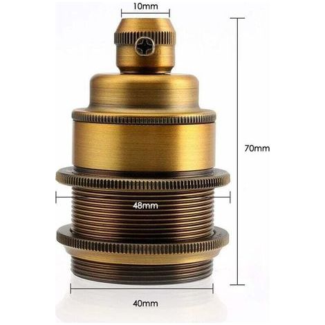 YMYNY 1 pièce Douille Edison E27 Adaptateur De Lampe Lustre Style Rétro Vintage Antique En Cuivre Sans Fil Pour L'ampoule LED Céramique à L'intérieur, Laiton Antique (1/4)