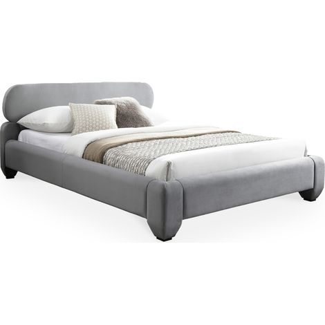 ESTELLE Lit double en velours gris 160x200 cm (1/2)