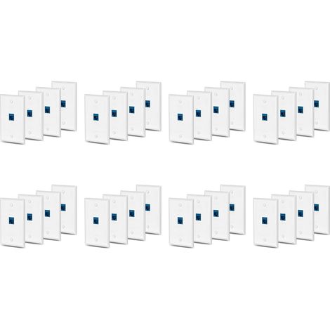 32X Cat6 Prise Murale Ethernet 1 Port RJ45 RéSeau à Coupleur Mural Plaque Jack Blanc et Bleu (1/5)