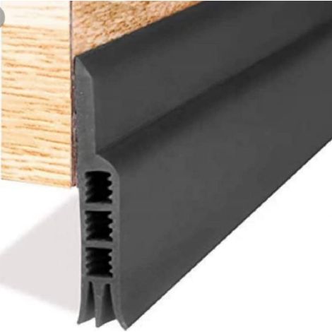 BAS DE PORTE ADHÉSIF SOUPLE EN SILICONE, ISOLANT PHO ET THERMIQUE, ANTI FOURMI ET RONGEUR (Noir) (1/5)