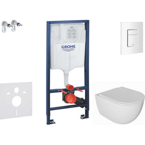 Grohe Rapid SL - Set bâti-support, cuvette Oudee et abattant SoftClose, plaque de déclenchement Skate Cosmopolitan, blanc alpin SANI11BA3101 (1/5)
