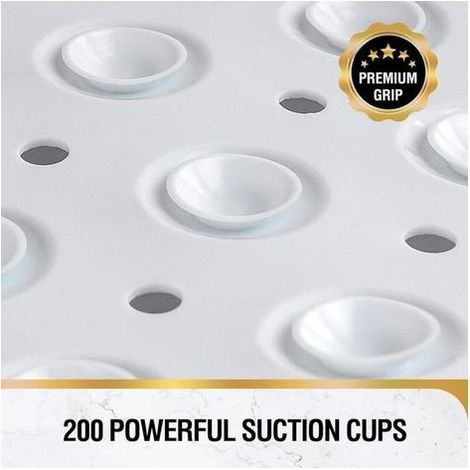 Tapis de Baignoire Antidérapant, 100 x 40cm Très Long Tapis de Douche Antiderapant, Résistant aux Moisissures & Lavable en Machine Tapis de Bain sans BPA, Blanc (1/4)