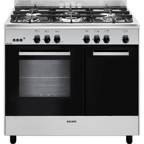cocina a gas 66l 5 fuegos inox/negro - ga960pcgix - glem - (1/5)