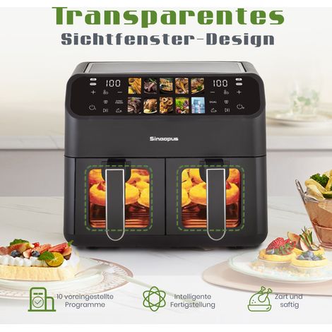 Friteuse sans huile 9 L double panier 2000 W noire OKMYHOME (1/5)
