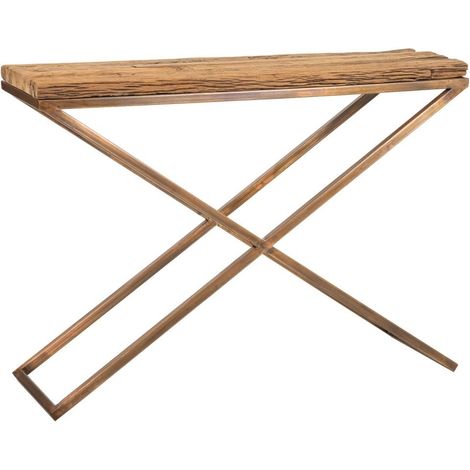 Recibidor de madera y metal marrón 112x37x82