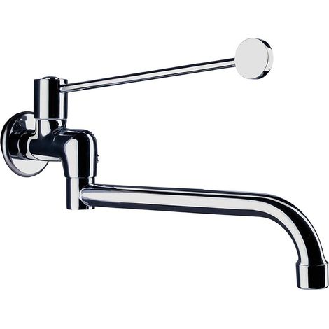 Kibath L162554 Rubinetto a Parete Medical Beccuccio Girevole. Ideale per l'uso in Ambienti Sanitari con azionamento a Leva Lunga, Cromo Lucido (1/3)
